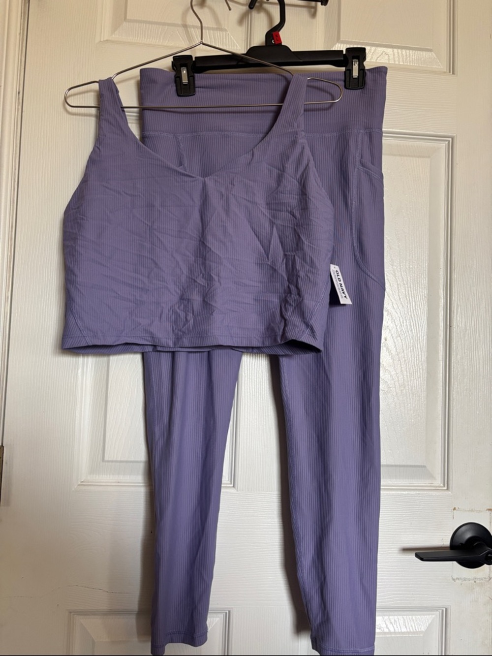Old Navy Lavender Ribbed High-Waist Leggings and Top Set